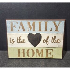 Sign of the Times Family is the Heart Rustic Multicolor Wall Plaque 10x7"